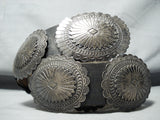 Heavy 576 Gram Vintage Native American Navajo Hand Wrought Sterling Silver Concho Belt Signed-Nativo Arts