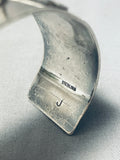 Native American Swirl Ruby Vintage Navajo Singed Sterling Silver Bracelet Jewelry-Nativo Arts