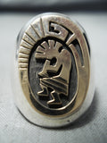 Signed Native American Navajo Sterling Silver 14k Gold Kokopelli Ring-Nativo Arts
