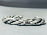 Heavy Coiled Vintage Native American Navajo Hand Woven Sterling Silver Bracelet-Nativo Arts