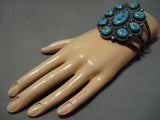 Rare Vintage Navajo Blue Gem Turquoise Sterling Silver Native American Bracelet-Nativo Arts
