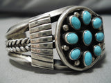 Stunning Vintage Native American Navajo Blue Gem Turquoise Sterling Silver Bracelet-Nativo Arts
