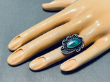 Beautiful Vintage Native American Navajo Pilot Mountain Turquoise Sterling Silver Ring-Nativo Arts