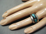 Incredible Vintage Navajo Turquoise Sterling Silver Ring Native American Old-Nativo Arts