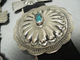 Rare Turquoise Vintage Native American Navajo Hand Tooled Sterling Silver Concho Belt-Nativo Arts