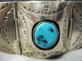 One Of The Best Vintage Native American Navajo Turquoise Link Sterling Silver Bracelet-Nativo Arts