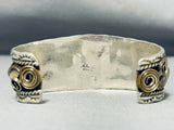 Detailed Vintage Native American Navajo Eagle Gold Sterling Silver Bracelet-Nativo Arts