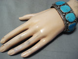 Tom Tso Vintage Native American Navajo Blue Gem Turquoise Sterling Silver Bracelet Old-Nativo Arts