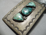 Very Old Heavy Vintage Native American Navajo Turquoise Sterling Silver Concho Belt Old-Nativo Arts