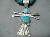 Marvelous Vintage Native American Navajo Royston Old Kingman Turquoise Sterling Silver Necklace-Nativo Arts