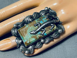 Unbelievable San Felipe Signed 8 Turquoise Sterling Silver Gekko Huge Ring-Nativo Arts