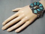 Chunky Huge Vintage Native American Navajo #8 Turquoise Sterling Silver Bracelet Cuff Old-Nativo Arts