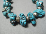 Magnificent Vintage Native American Navajo Chunky Dunky Turquoise Sterling Silver Necklace-Nativo Arts