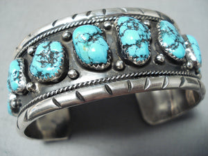 Native American Important Vintage Zuni 10 Sleeping Beauty Turquoise Sterling Silver Bracelet-Nativo Arts