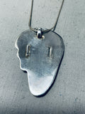 Hand Carved Vintage Native American Navajo Chief Sterling Silver Necklace Old-Nativo Arts