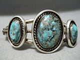 Rare Vintage Native American Navajo Lavender Pit Bisbee Turquoise Sterling Silver Bracelet Old-Nativo Arts