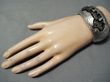 Detailed Al Payton Vintage Native American Navajo Sterling Silver Gold Horse Bracelet-Nativo Arts
