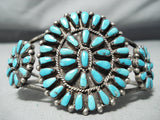 Dynamite Vintage Native American Navajo Blue Gem Turquoise Cluster Sterling Silver Bracelet-Nativo Arts