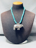 Best Vintage Southwestern Big Horn Sheep Sterling Silver Turquoise Necklace-Nativo Arts