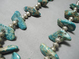 One Of The Best Vintage Native American Navajo Turquoise Tab Sterling Silver Necklace Old-Nativo Arts