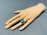 Fabulous Vintage Native American Navajo #8 Mine Turquoise Sterling Silver Ring-Nativo Arts