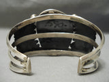 Museum Vintage Native American Navajo Natural Turquoise Wave Flank Sterling Silver Bracelet-Nativo Arts
