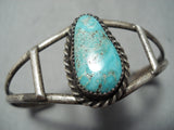 Tremendous Vintage Native American Navajo Kingman Turquoise Sterling Silver Bracelet Old-Nativo Arts