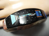 Extreme Detail Outer Space Vintage Native American Navajo Turquoise Sterling Silver Bracelet-Nativo Arts