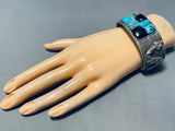 Native American Heavy Snake Vintage Navajo Turquoise Sterling Silver Bracelet-Nativo Arts