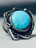 Marvelous Vintage Native American Navajo Blue Gem Turquoise Sterling Silver Ring-Nativo Arts