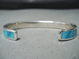 Stunning Zuni Kingman Turquoise Sterling Silver Bracelet Native American-Nativo Arts