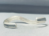 Striking Vintage Native American Navajo Sterling Silver Bracelet Signed-Nativo Arts