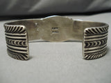 Stamp Work Genius Native American Navajo Turquoise Sterling Silver Bracelet-Nativo Arts