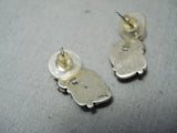 Amazing Vintage Native American Navajo Blue Diamond Turquoise Sterling Silver Earrings-Nativo Arts