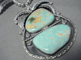 Kenny Ray Vintage Native American Navajo #8 Turquoise Sterling Silver Squash Blossom Necklace-Nativo Arts