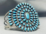 Signed Vintage Native American Navajo Turquoise Sun Sterling Silver Bracelet-Nativo Arts