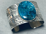 Massive San Felipe Signed Pilot Mountain Turquoise Sterling Silver Bracelet-Nativo Arts