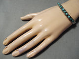 Spectacular Vintage Native American Zuni Cerrillos Turquoise Sterling Silver Bracelet Old-Nativo Arts