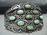 Early Coin Silver Vintage Native American Navajo Cerrillos Turquoise Bracelet Old-Nativo Arts