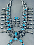 373 Gram Native American Navajo Turquoise Sterling Silver Hogan Bead Squash Blossom Necklace-Nativo Arts