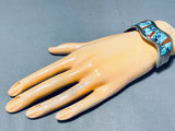 Best Wave Spiderweb Turquois Einlay Vintage Native American Navajo Sterling Silver Bracelet-Nativo Arts