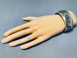 Unbelievable Native American Navajo Signed Sterling Silver Handcarved Tracks Bracelet-Nativo Arts