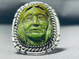 Native American Most Intricately Hand Carved Japser Sterling Silver Chief Ring-Nativo Arts