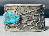 Heavy 74 Gram Spiderweb Turquoise Vintage Native American Navajo Sterling Silver Bracelet-Nativo Arts
