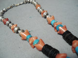 Eye-catching Vintage Native American Navajo Turquoise Sterling Silver Necklace Old-Nativo Arts