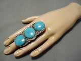 Native American Important Ben Begaye Huge Circle Turquoise Sterling Silver Ring-Nativo Arts