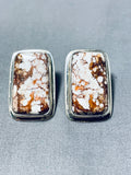 Unique Tom Jackson Vintage Native American Navajo Wild Horse Sterling Silver Earrings-Nativo Arts