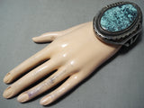 Best Vintage Native American Navajo Blue Warrior Turquoise Sterling Silver Bracelet Old-Nativo Arts