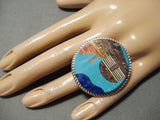 Important Best Inlay Native American Navajo Sky Blue Turquoise Sterling Silver Ring-Nativo Arts