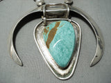 Authentic Bear Vintage Native American Navajo Turquoise Sterling Silver Squash Blossom Necklace-Nativo Arts